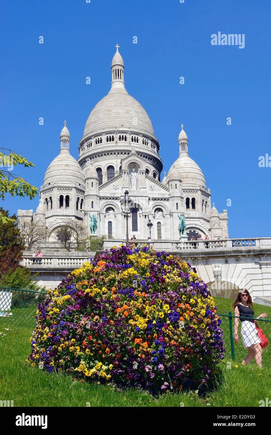 France Paris Sacred-Heart basilica in Montmartre Stock Photo