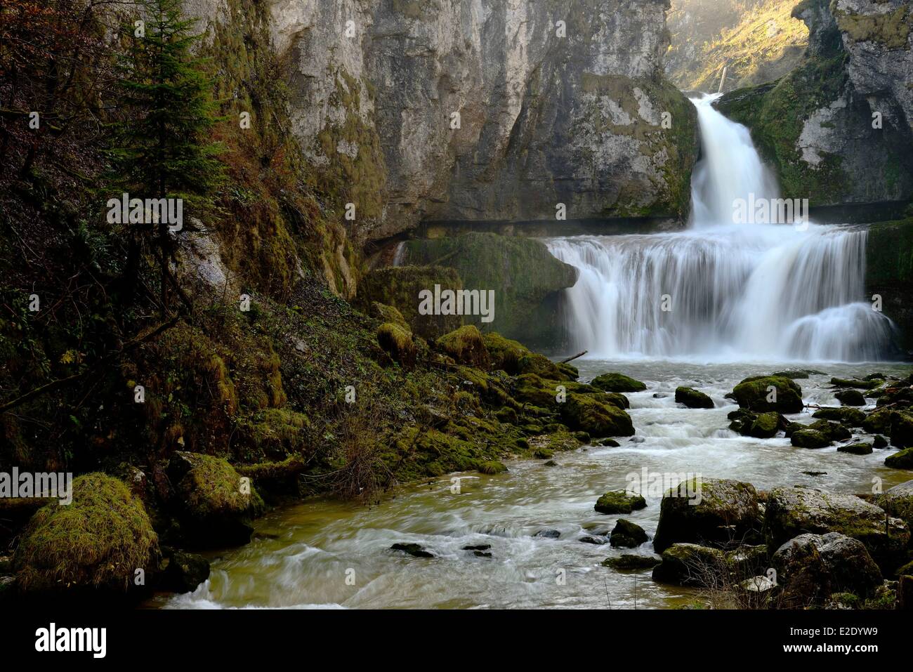 France Jura near Champagnole Le Vaudioux Lemme river Billaude waterfall Stock Photo