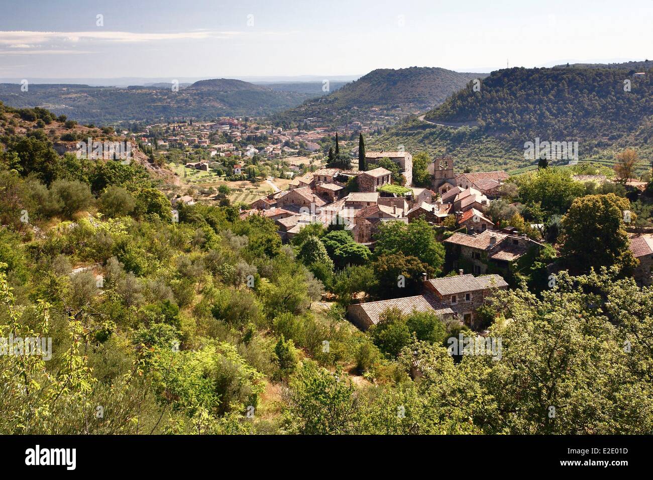 France Ardeche Les Vans view on Naves Stock Photo - Alamy