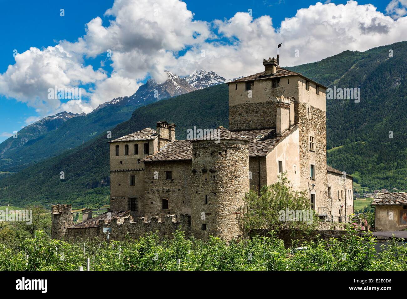Italy Val d'Aoste Saint Pierre Sarriod Castle Stock Photo