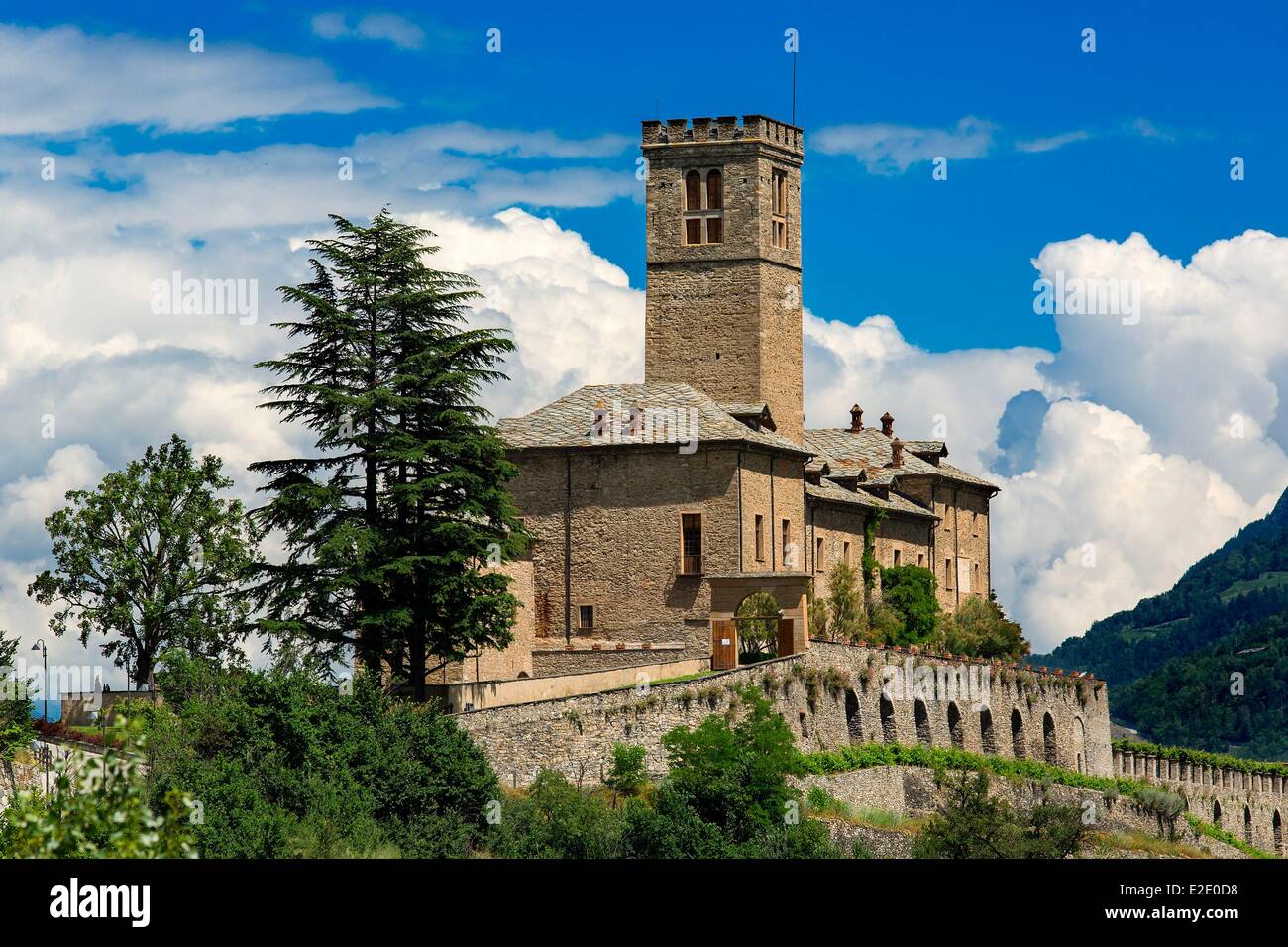 Italy Val d'Aoste Saint Pierre Sarre Castle Stock Photo