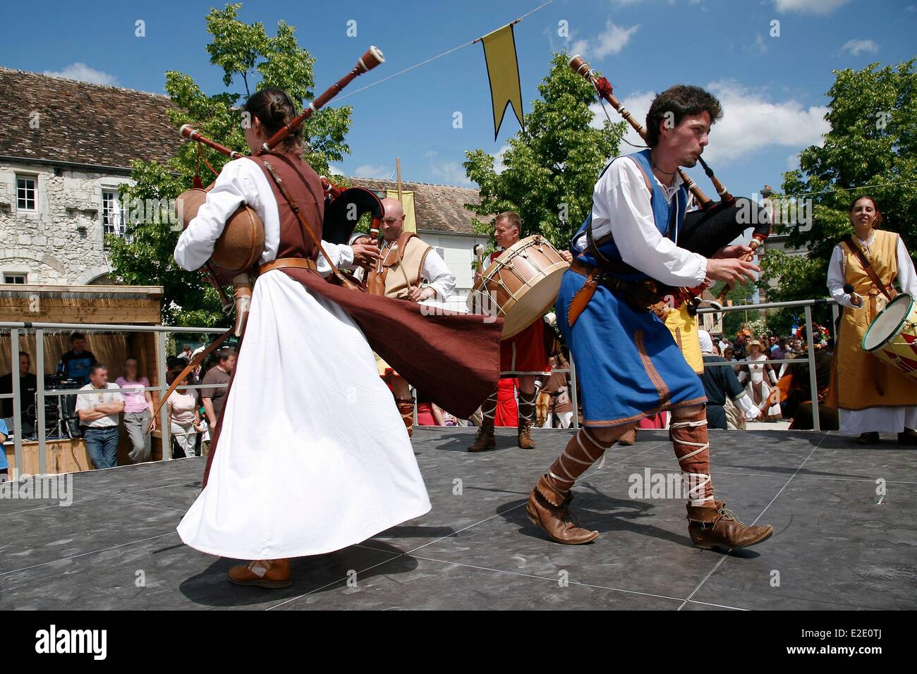 France Seine et Marne Provins listed as World Heritage by UNESCO les Medievales de Provins musical show in Place du Chatel Stock Photo