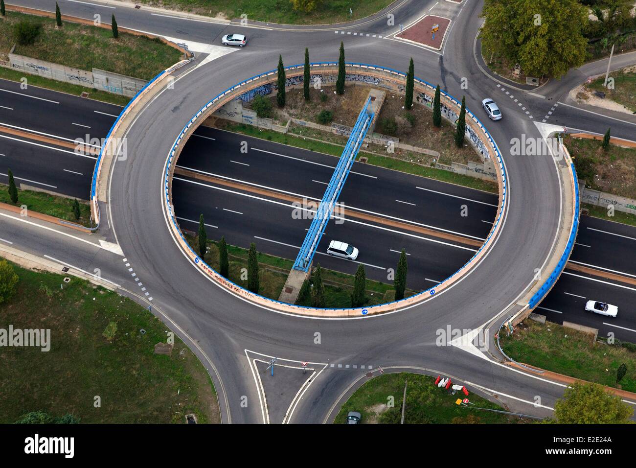 France Vaucluse Monteux roundabout above the ring (aerial view Stock