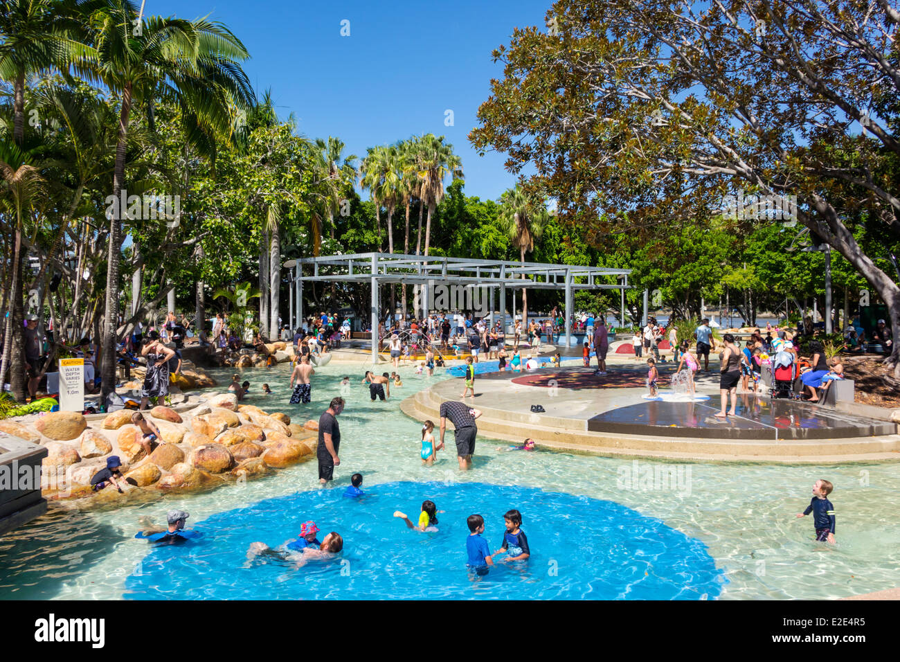 Brisbane Australia,Southbank Parklands,Streets Beach,sunbathers,swimming,families,AU140315050 Stock Photo