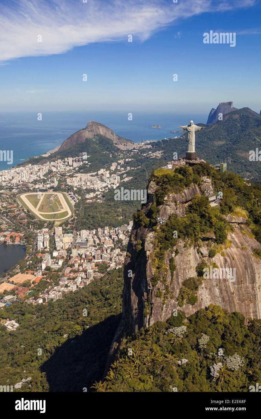 Brazil Rio de Janeiro cariocas landscape listed as World Heritage by UNESCO general view with the Christ of Corcovado (O Cristo Stock Photo