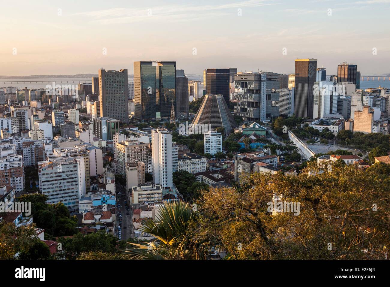 Brazil Rio de Janeiro Santa Teresa neighborhood general view of the city center (Centro) since