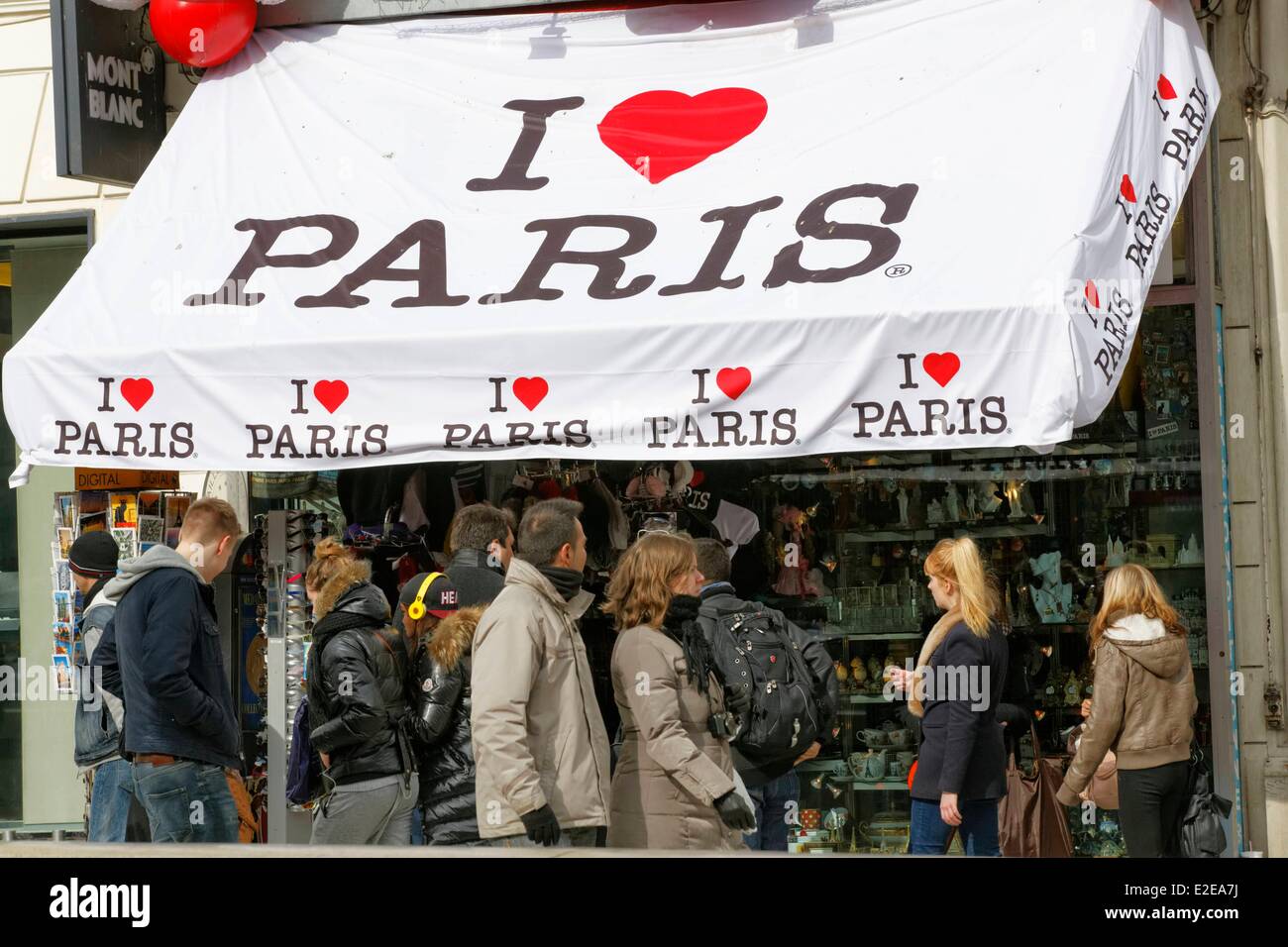 France, Paris, souvenir shop on the Champs-Elysees Stock Photo