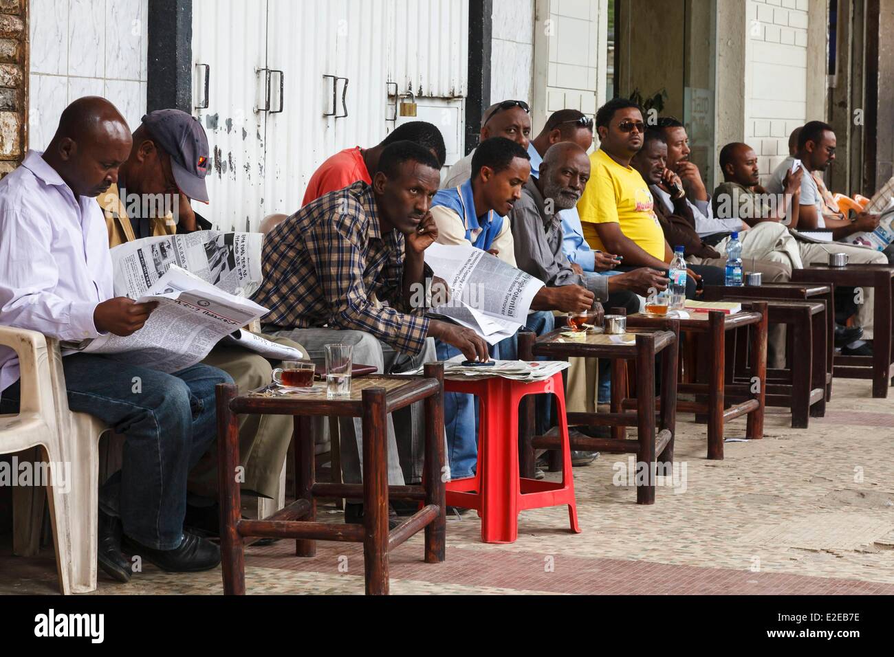 Ethiopia, Addis Ababa, cafe terrasse Stock Photo