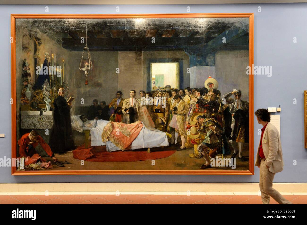 Spain, Andalusia, Seville, museum of Fine Arts, Death of the master (1913) by Jose Villegas Cordero Stock Photo