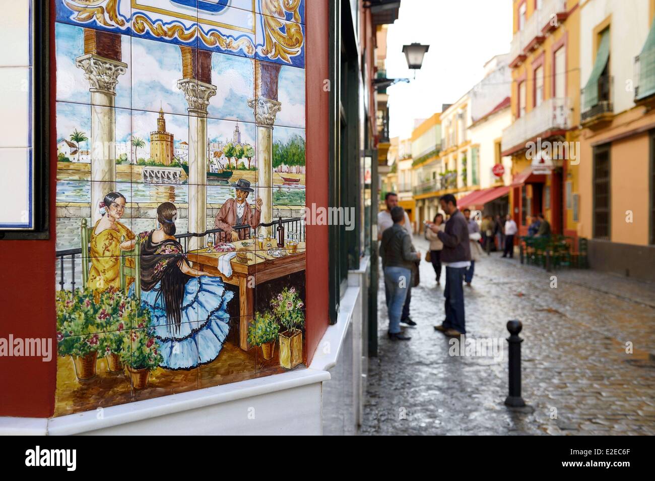Spain Andalusia Seville Triana District Azulejos Representing Seville Seen From Triana On The Facade Of The Bar Las Columnas In Stock Photo Alamy Spain Andalusia Seville Triana District Azulejos Representing Seville Seen From Triana On The Facade Of The Bar Las Columnas In Stock Photo Alamy