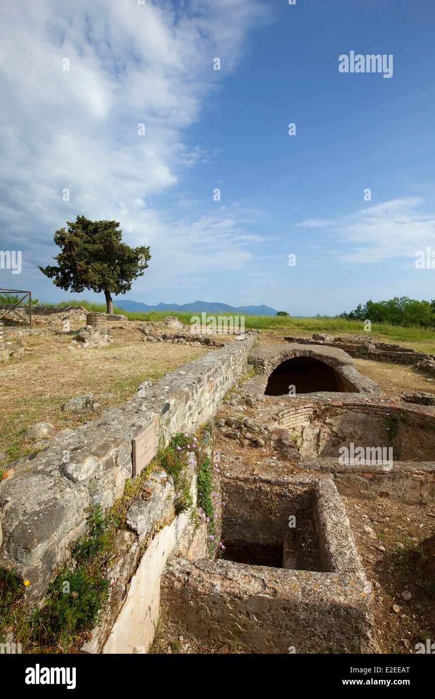 France, Haute Corse, east coast, Costa Serena, near Ghisonaccia Aleria capital of Corsica Roman ancient site Stock Photo