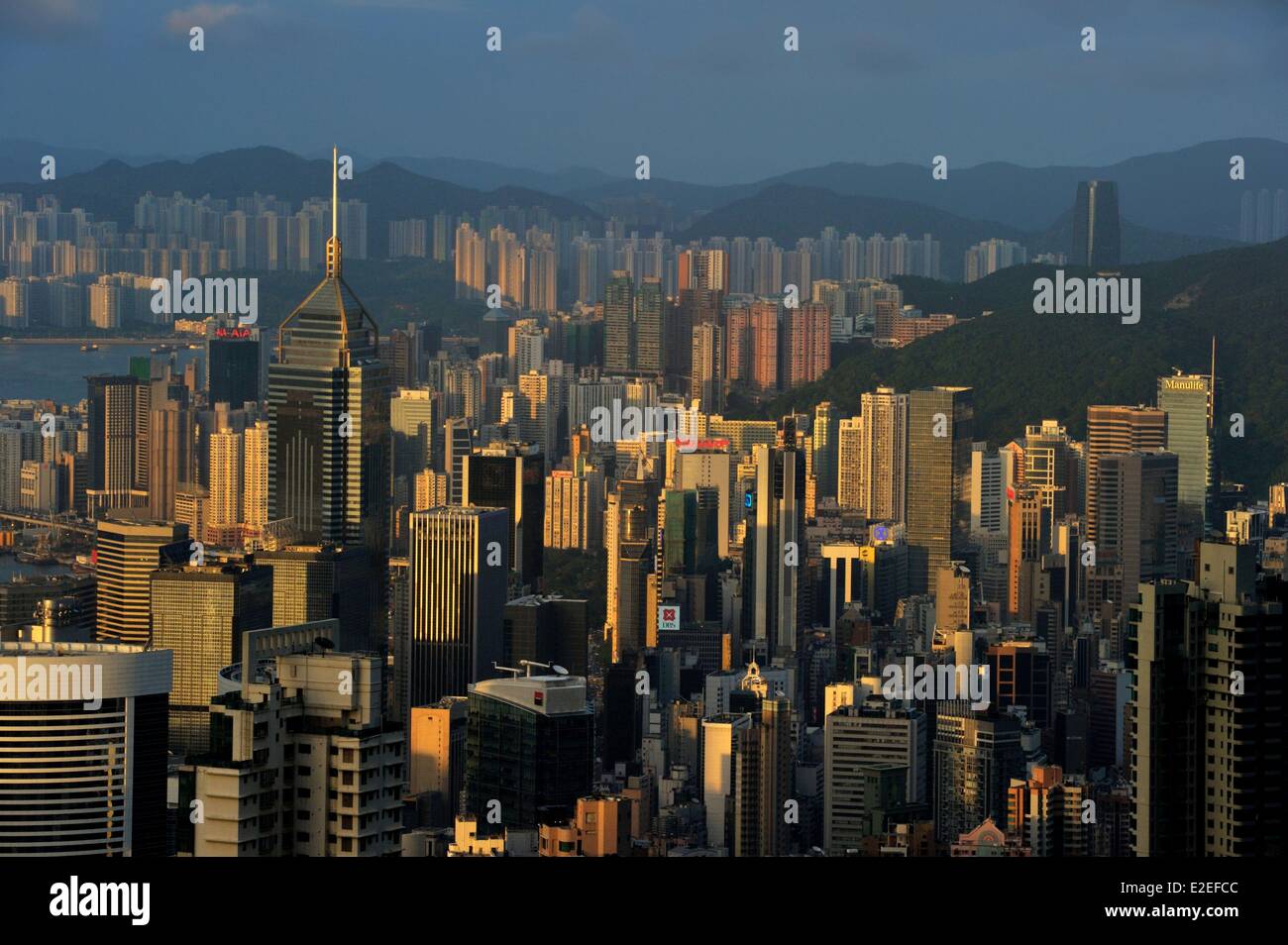 China, Hong Kong, view from Peak Victoria on Hong Kong Island and the