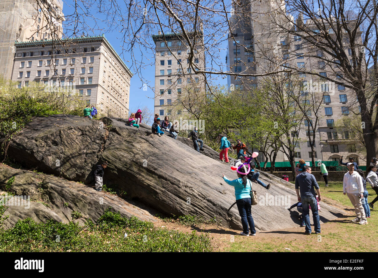 Crowds Enjoying a Springtime Day, Central Park, NYC, USA Stock Photo ...