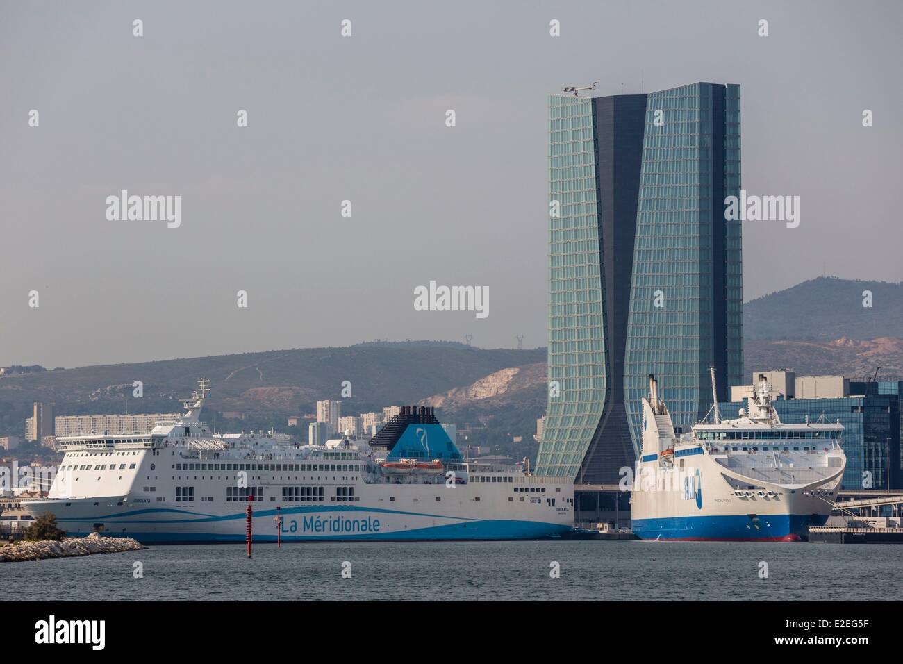 France Bouches du Rhone Marseille  European Capital of Culture 2013 Grand Port Maritime de Marseille or GPMM CMA-CGM tower by Stock Photo