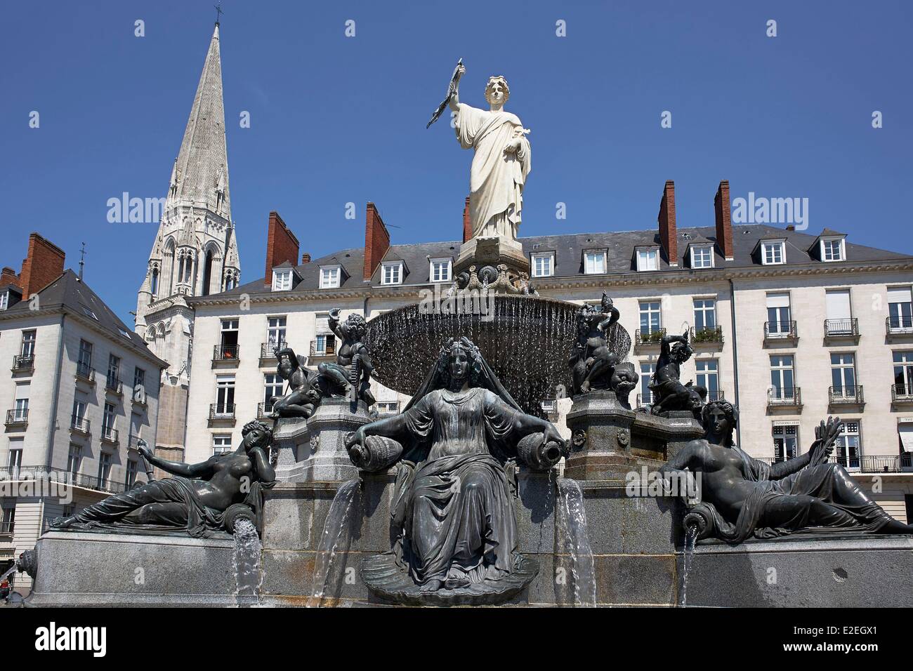 France, Loire Atlantique, Nantes, European Green Capital 2013, monumental Fountain in the Royal place Stock Photo