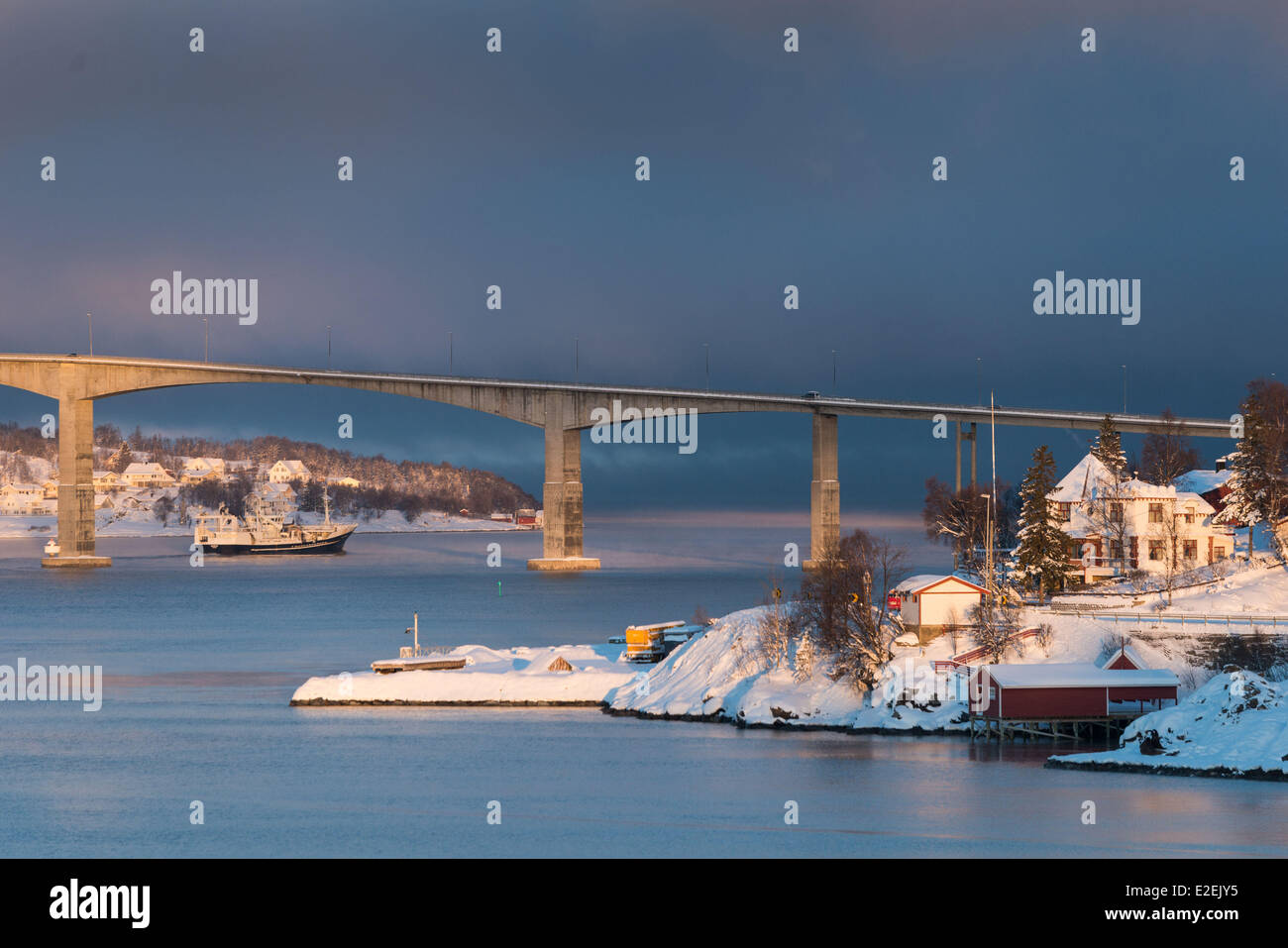 Norway, Lapland, Troms, bridge between Finnsnes and Silsand Stock Photo