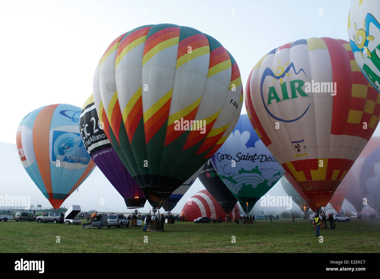 Event of Coupe Icare, festival of balloon and paragliding, Saint Hilaire du Touvet, Chartreuse, Isère, Rhône-Alpes, France. Stock Photo