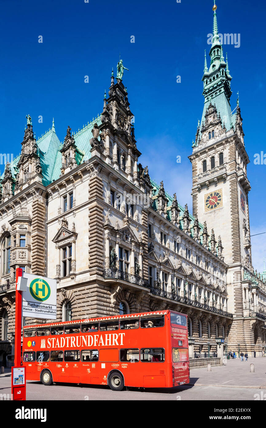 Germany, Hamburg, Rathaus, City Hall built in the late 19th century in a neo-Renaissance style Stock Photo