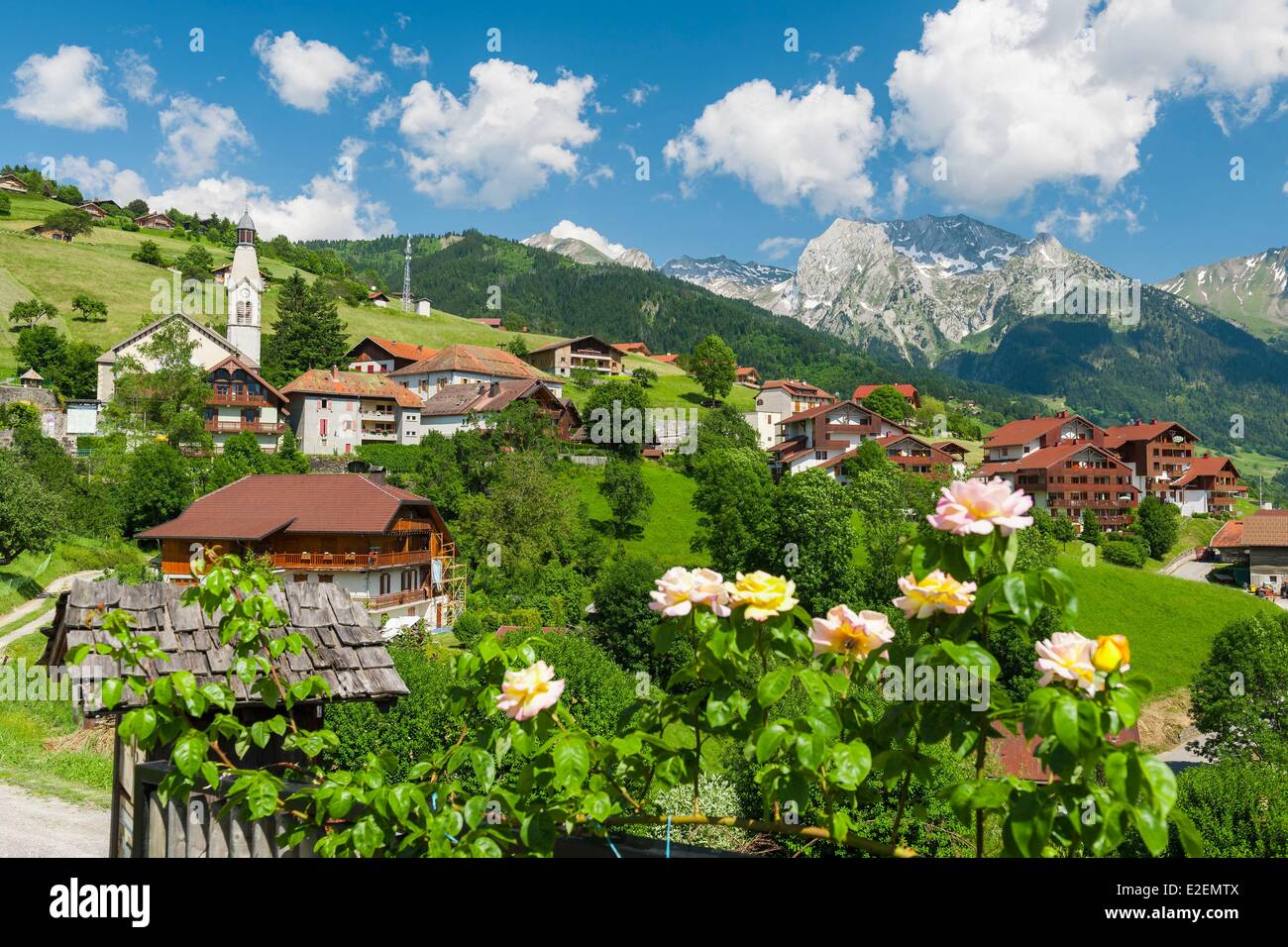 France, HauteSavoie, the village of Manigod in the heart of the Aravis massif Stock Photo Alamy
