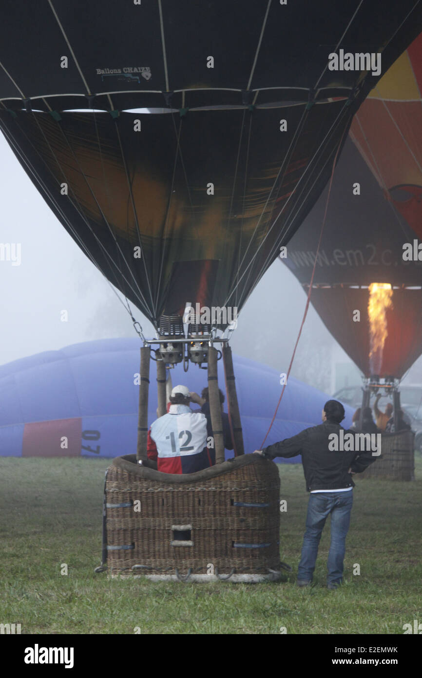 Event of Coupe Icare, festival of balloon and paragliding, Saint Hilaire du Touvet, Chartreuse, Isère, Rhône-Alpes, France. Stock Photo