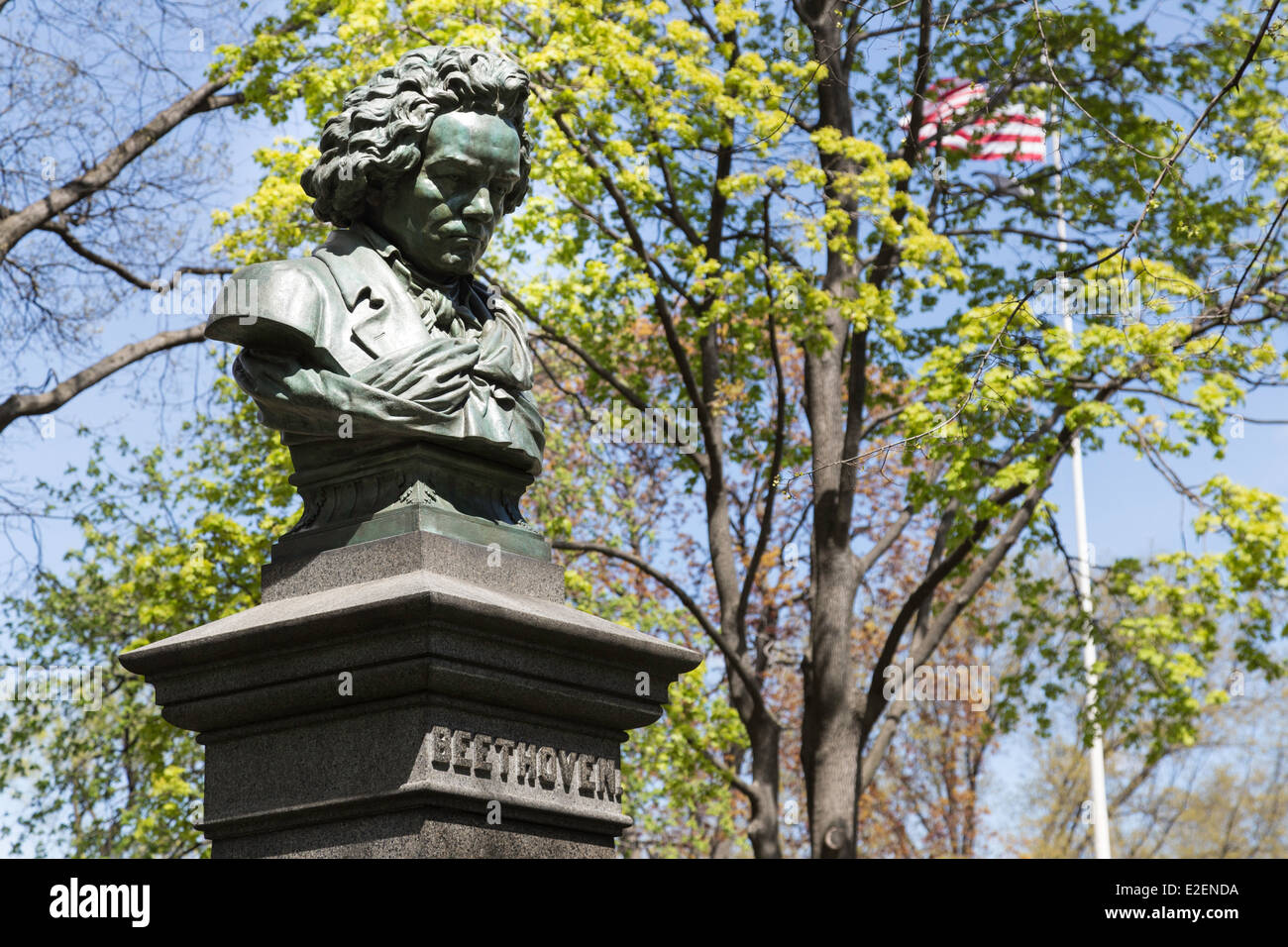 Beethoven Statue in Central Park, NYC Stock Photo