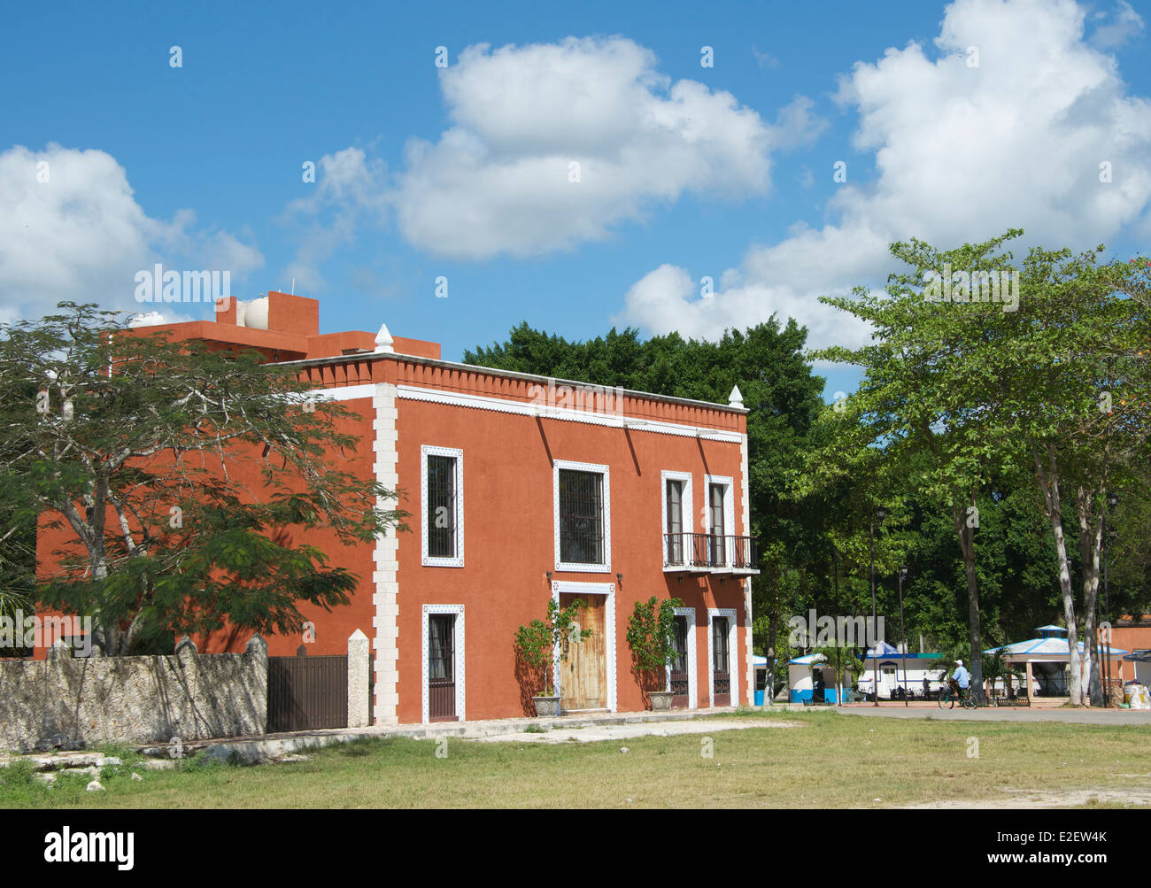Colourful painted colonial house Uayma Yucatan Mexico Stock Photo