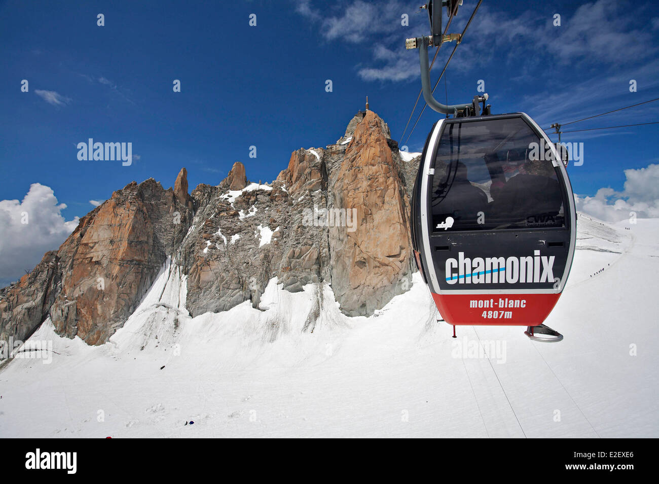 France, Haute Savoie, Chamonix Mont Blanc, cable car Aiguille du Midi (3842m) Pointe Helbronner