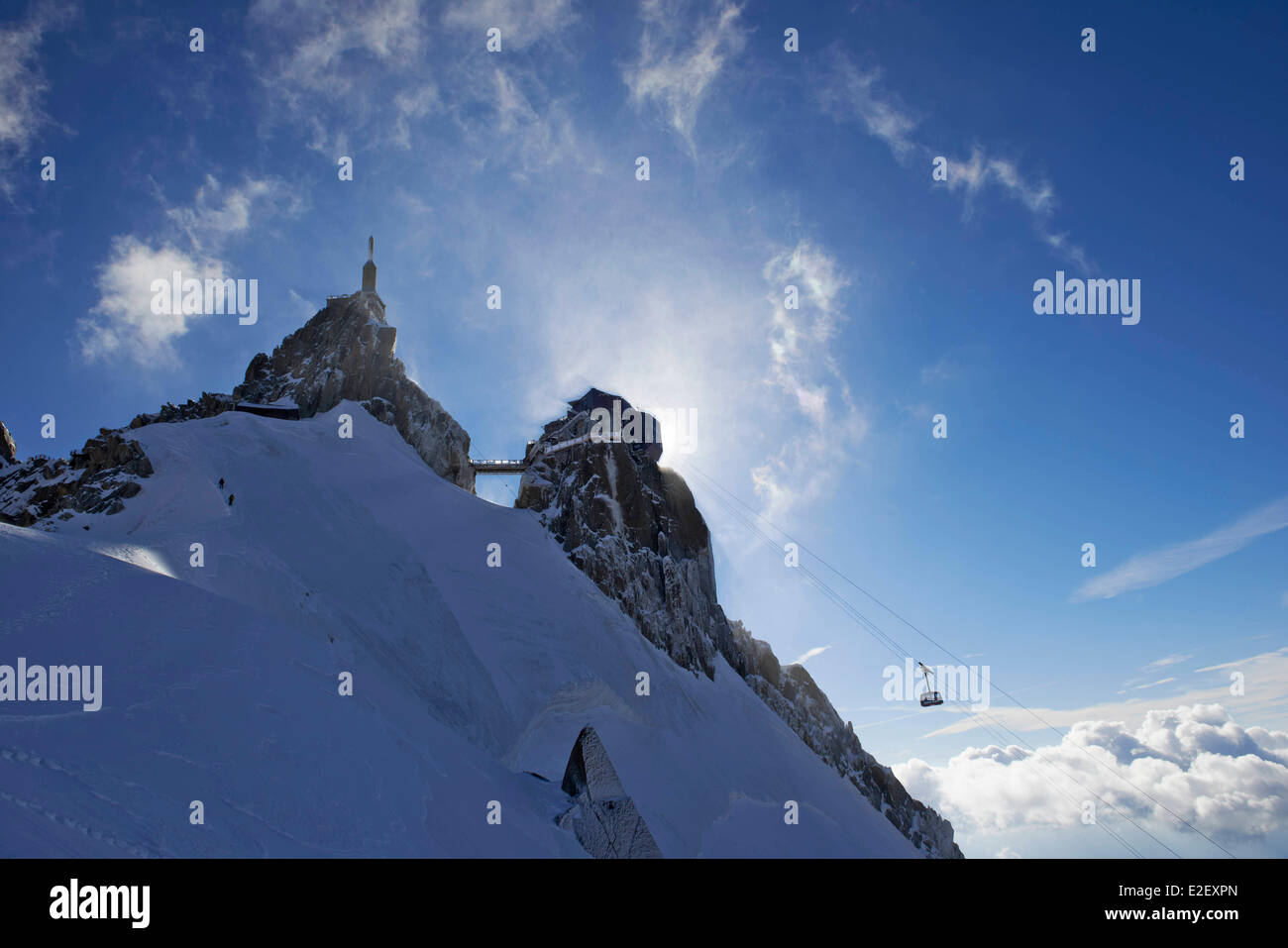 France, Haute Savoie, Chamonix, Aiguille du Midi (3842m), Mont Blanc ...