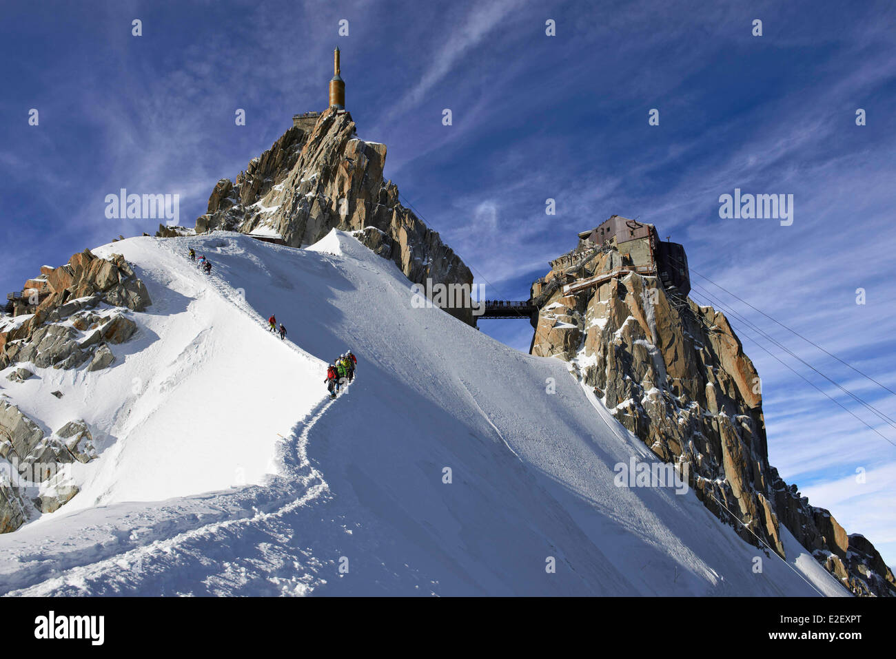France, Haute Savoie, Chamonix, Aiguille du Midi (3842m), Mont Blanc ...