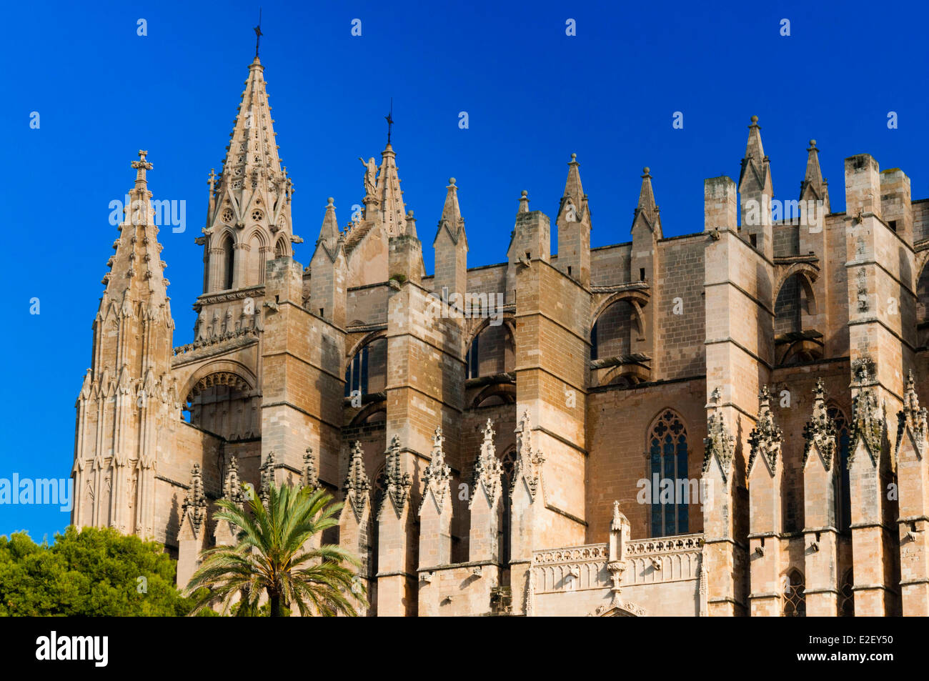 Spain, Balearic Islands, Majorca, Palma de Majorca, cathedral of Santa Maria of Palma, more commonly referred to as La Seu Stock Photo