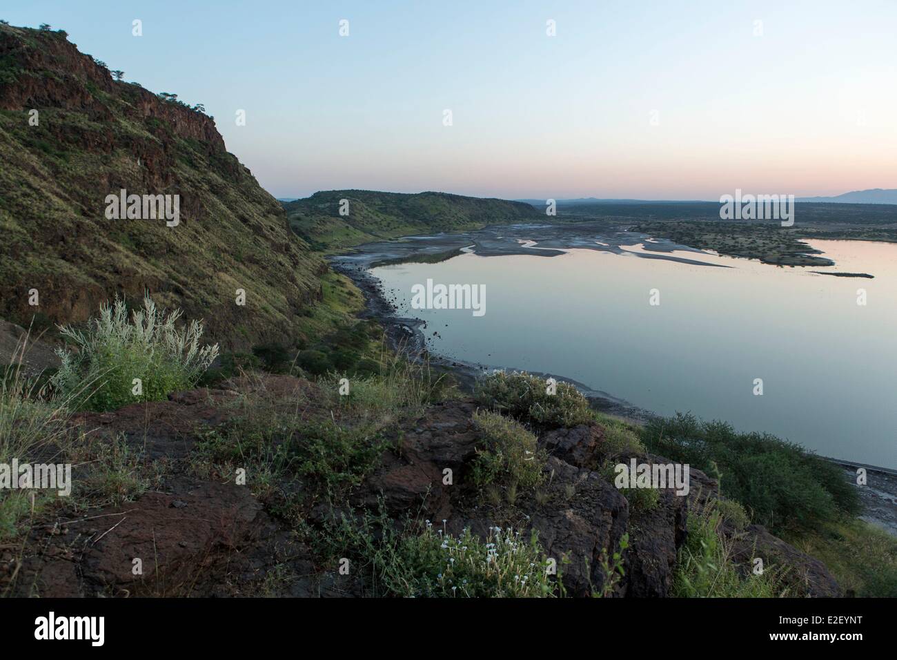 Kenya, lake Magadi, rainy season at dawn Stock Photo