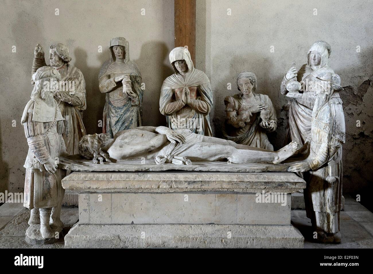 France, Haute Saone, Ray sur Saone, Saint Pancras church, burial dated 16th century in polychrome stone Stock Photo