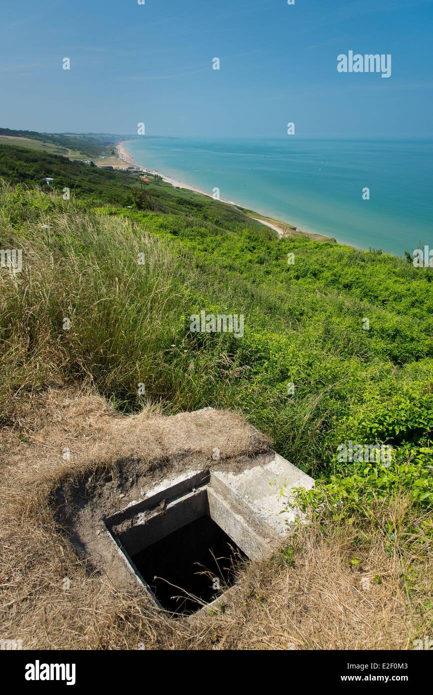 France, Calvados, Colleville sur Mer, Omaha Beach, strong point WN60, the first large german strong point captured Stock Photo