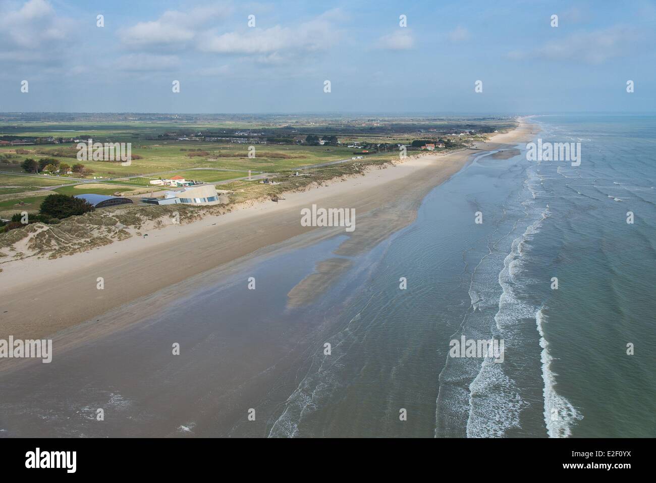 France, Manche, Sainte Marie du Mont, Utah Beach Museum (aerial view