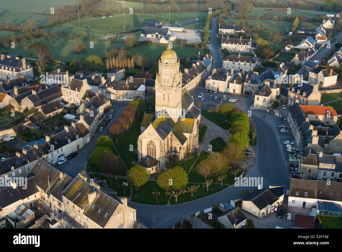 France, Manche, Sainte Marie du Mont (aerial view) Stock Photo