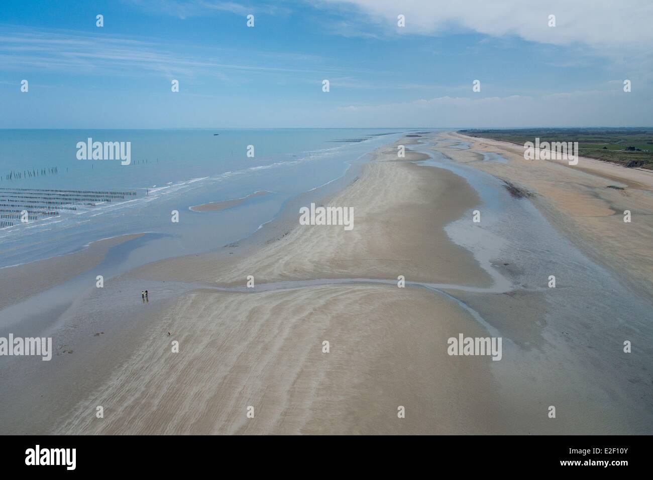 France, Manche, Sainte Marie du Mont, Utah Beach (aerial view Stock