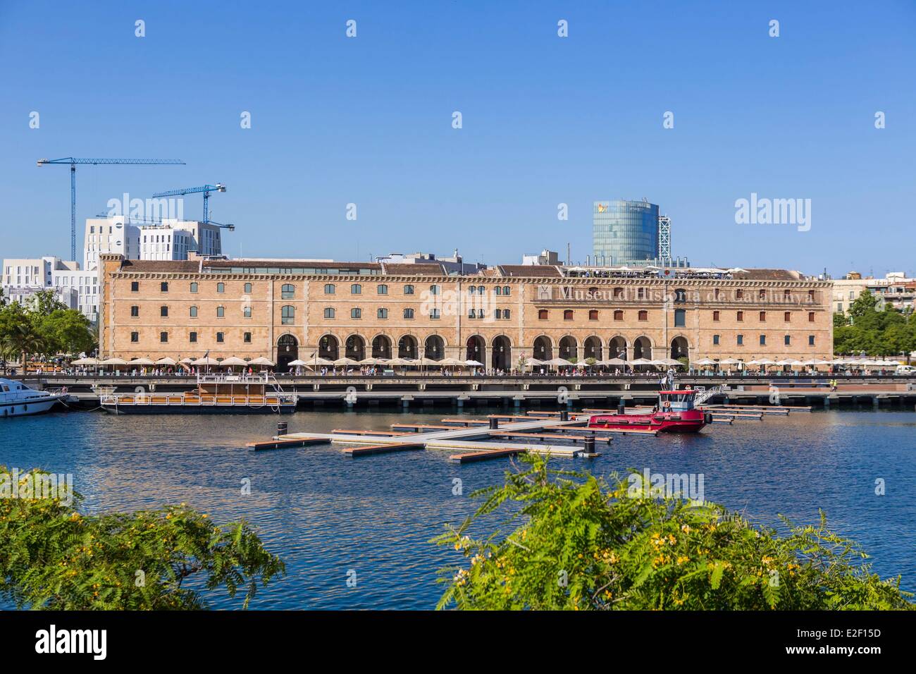 Spain, Catalonia, Barcelona, La Barceloneta, Port Vell and maritime buildings Stock Photo