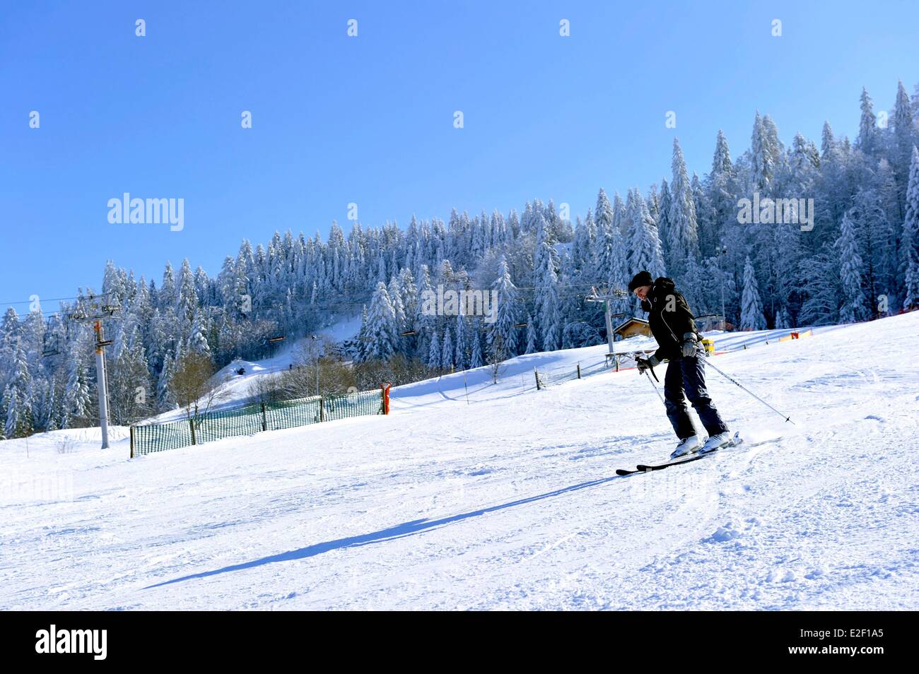 France, Doubs, Metabief, Mont d'Or winter sport station Stock Photo