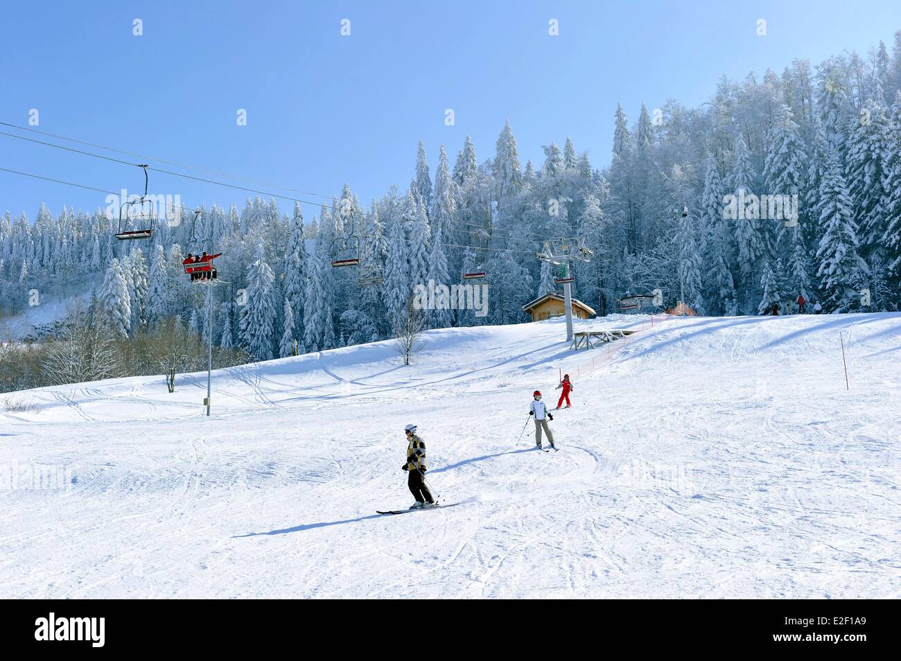 France, Doubs, Metabief, Mont d'Or winter sport station Stock Photo