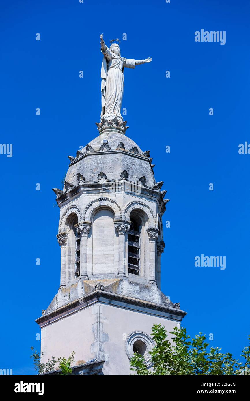 France, Gard, Ales, the Virgin Mary on the church of Rochebelle Stock Photo