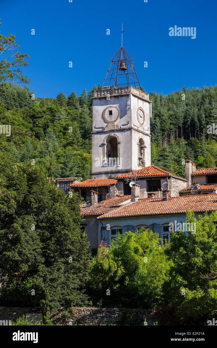 France, Gard, Cevennes National Park, Le Vigan, the bell tower of the church Saint Pierre Stock Photo