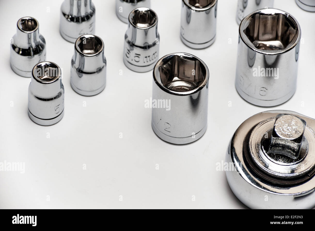 Ratchet and a set of interchangeable heads Stock Photo Alamy