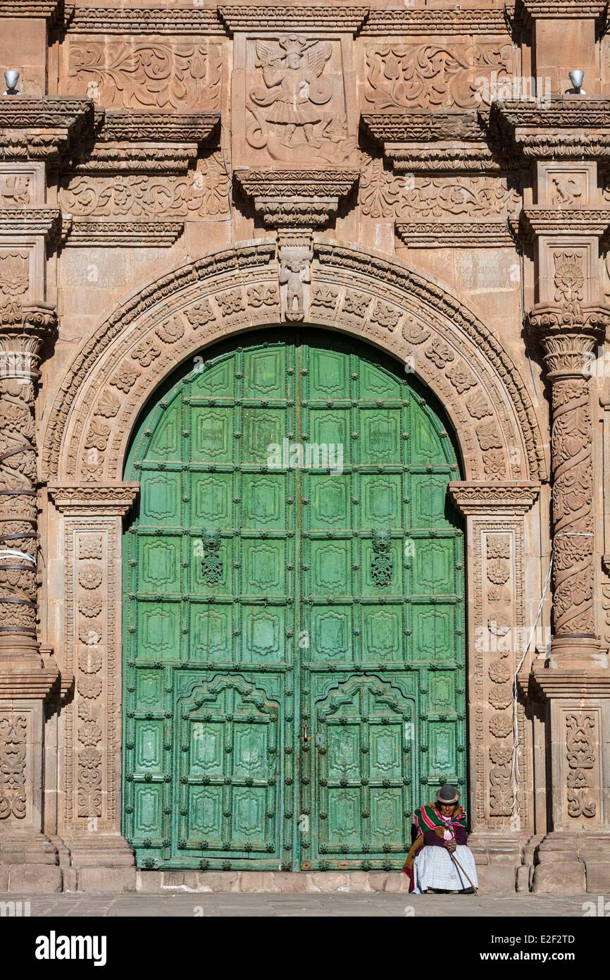 Peru, Puno Province, Puno Cathedral Stock Photo