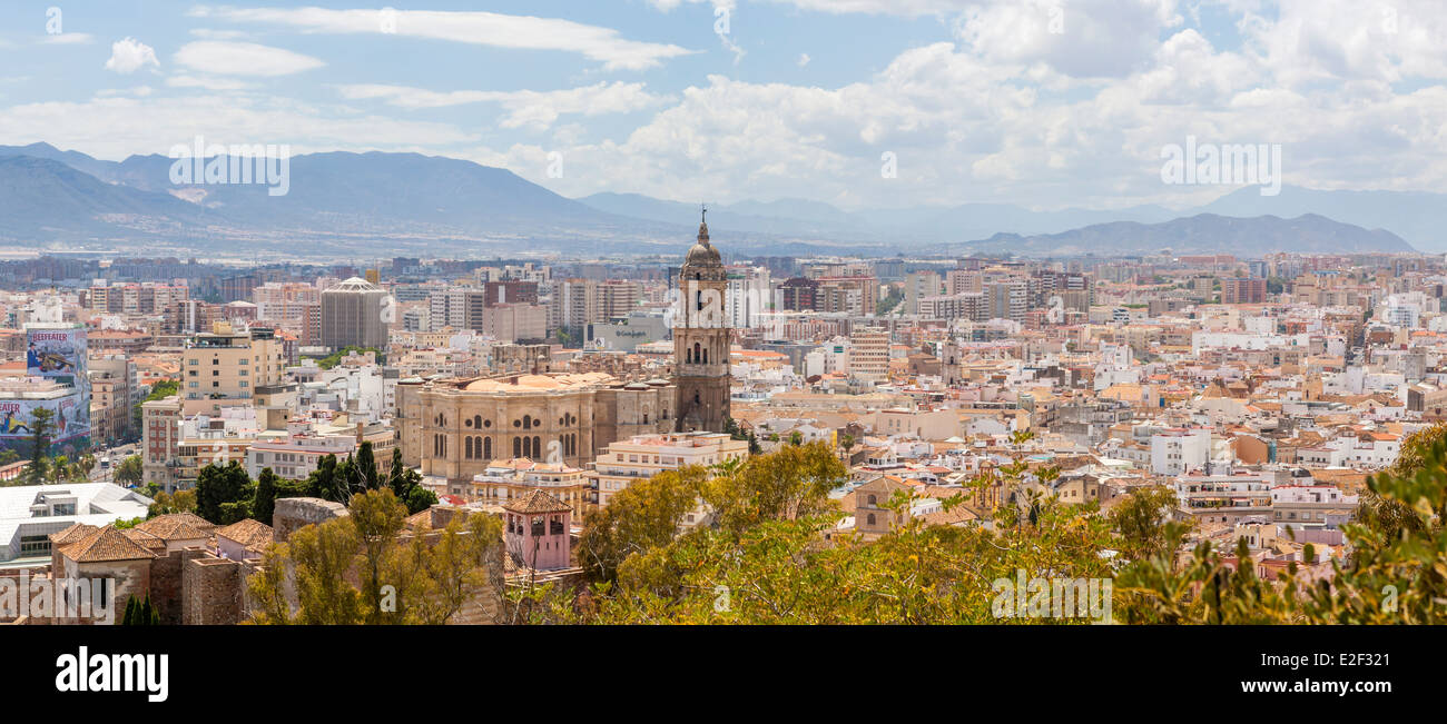 Panoramic view of Málaga from Gibralfaro, Costa del Sol, Andalusia, Spain, Europe. Stock Photo