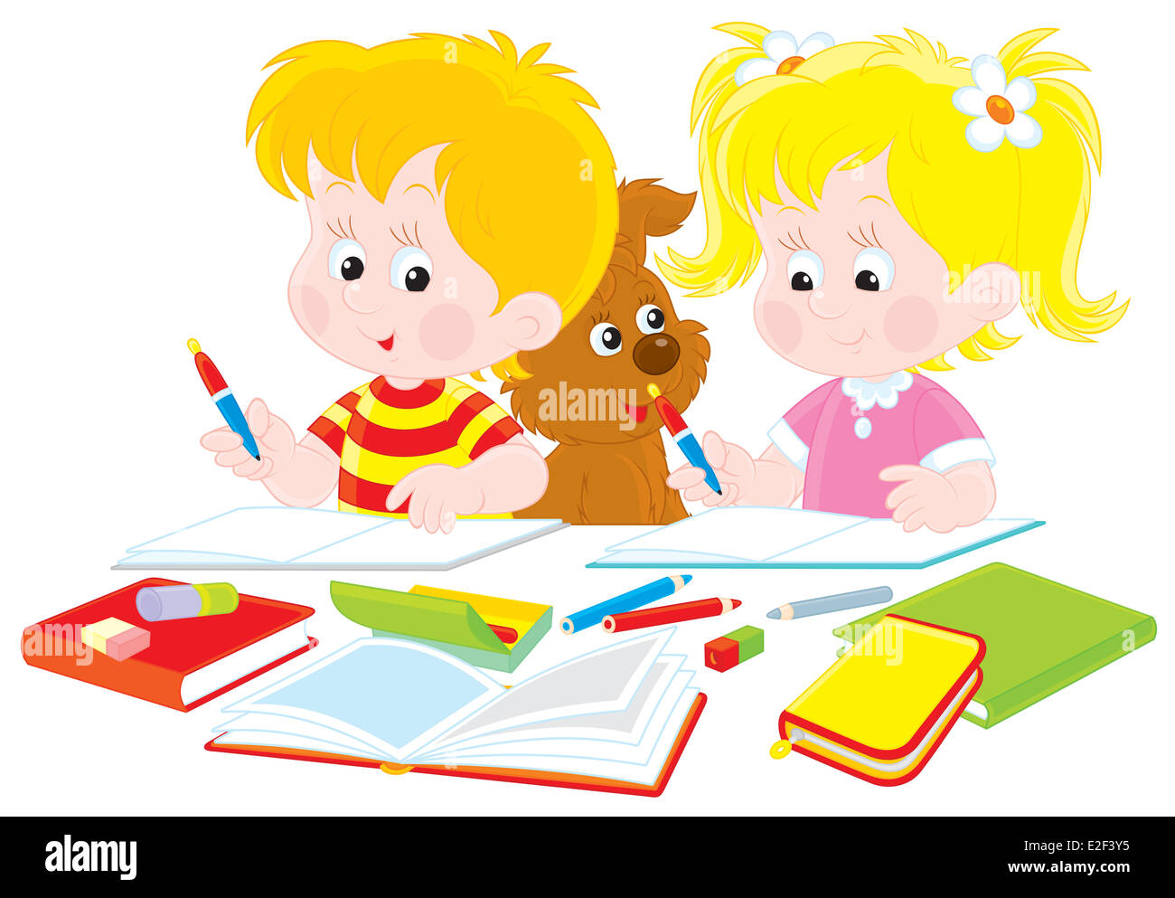 Children do homework Stock Photo