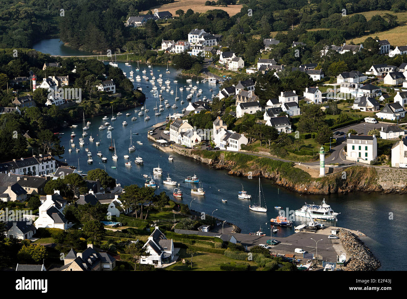 France, Finistere, Clohars Carnoet, Doelan, the little harbour (aerial view  Stock Photo - Alamy
