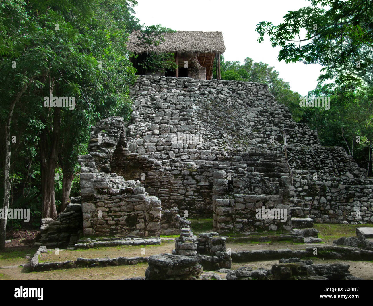 ruins of a mayan temple in Coba, Mexico Stock Photo