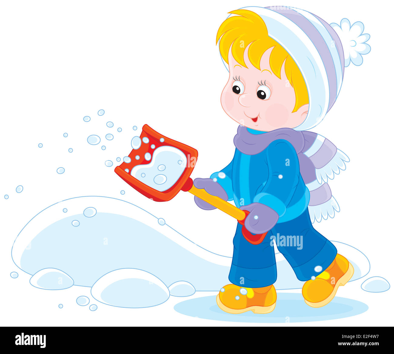 Child with a snow shovel Stock Photo Alamy
