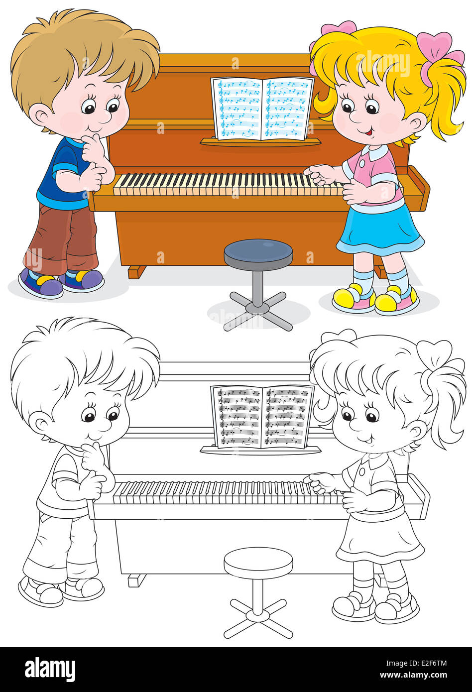 Children play a piano Stock Photo - Alamy