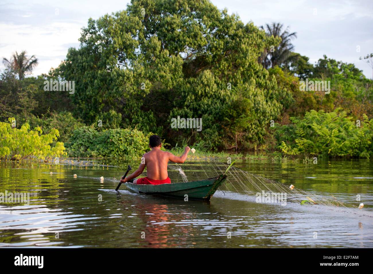 Brazil, Amazonas State, Manaus, Amazon river basin, fisherman Stock Photo
